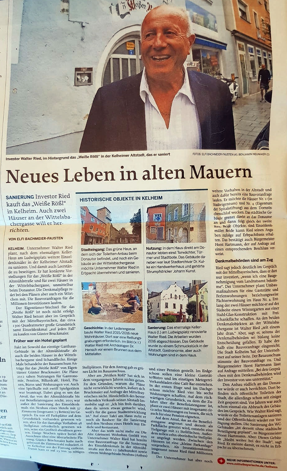 MZ Ausgabe 13.09.2017 - Bericht zu neuen Bauvorhaben in der Kelheimer Altstadt